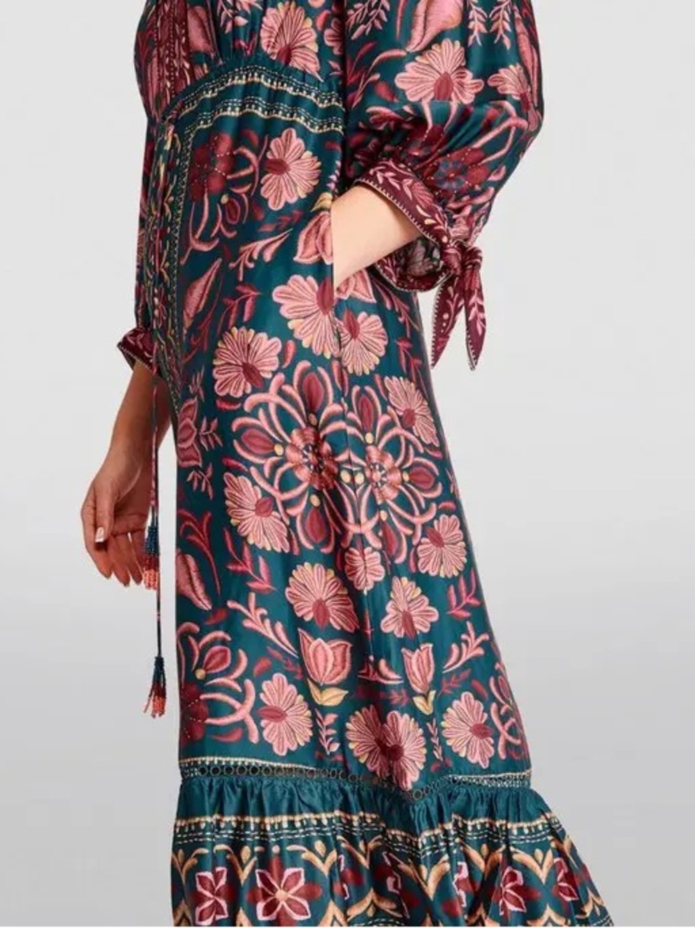 šFarm Rio XL Seashell Tapestry Printed 3/4-Sleeve Maxi Dress - Picture 2 of 9